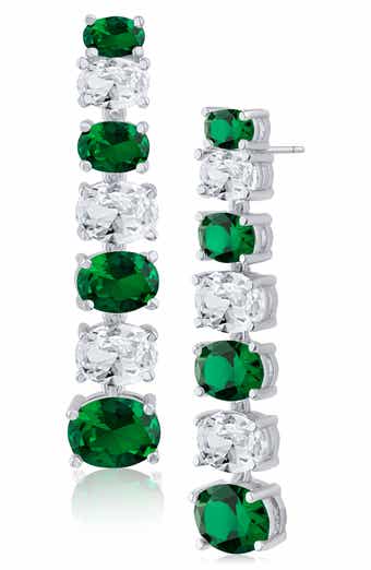 CZ by Kenneth Jay Lane Oval Cubic Zirconia Linear Drop Earrings