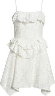 Avec Les Filles Ruffle Handkerchief Hem Cotton Broderie Anglaise Sundress