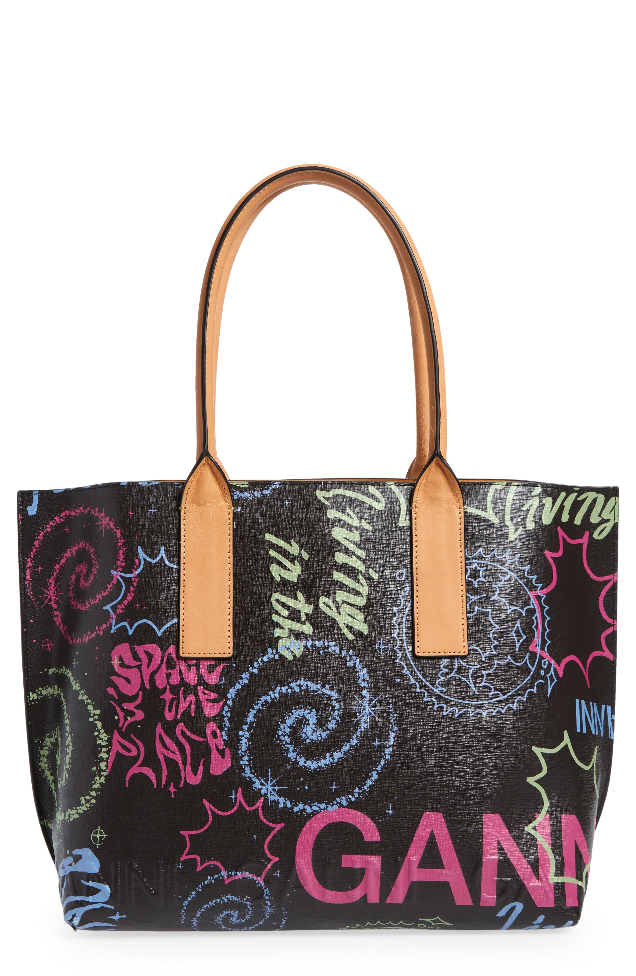 Banner Recycled Leather Tote, Main, color, CARMINE ROSE