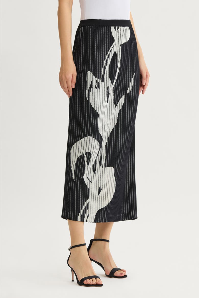 Straight Floral Soft Ribbed Knit Maxi Skirt, Alternate, color, Black/Ivory