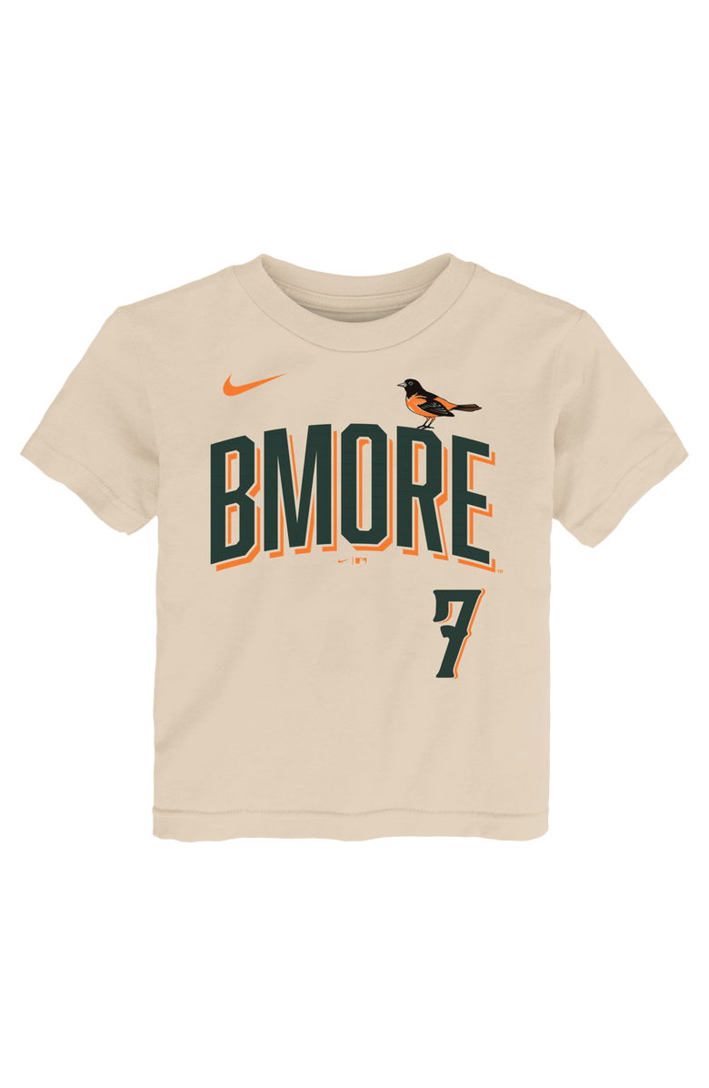 Nike Toddler Nike Jackson Holliday Cream Baltimore Orioles 2026 City Connect Name & Number T-Shirt, Alternate, color, Cream