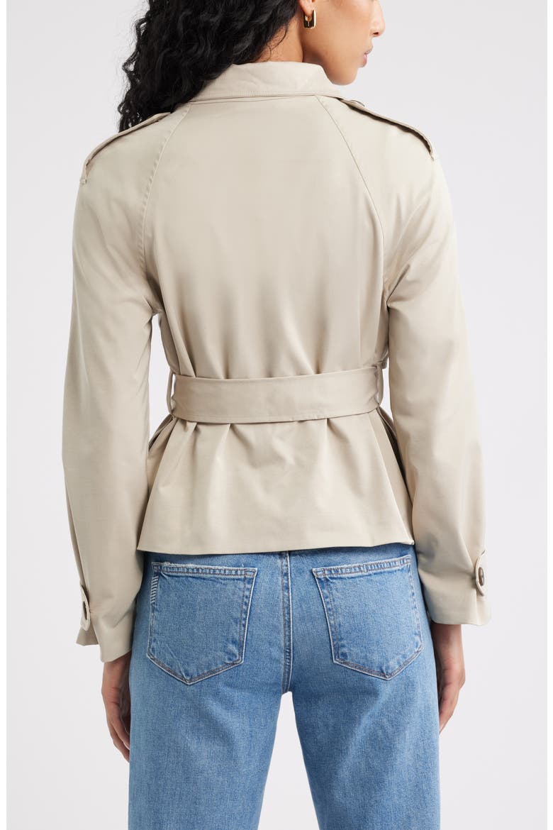 Double Breasted Crop Trench Coat, Alternate, color, GREY FEATHER