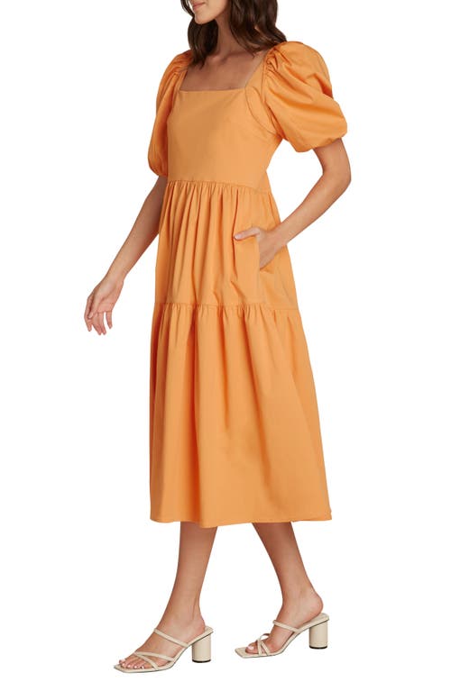 Willow Margot Puff Sleeve Midi Dress In Yellow