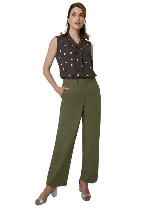 Stretch Poplin Wide Leg Trouser