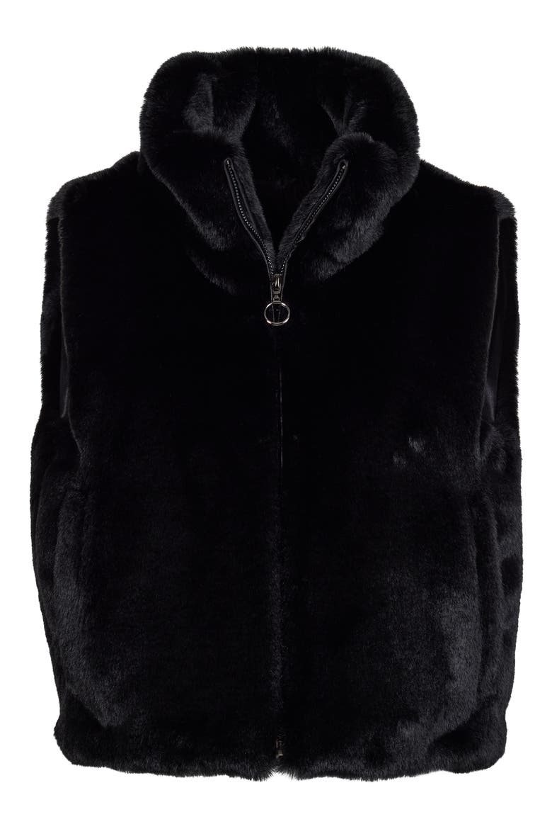 Le Mink Faux Fur Crop Vest, Alternate, color, BLACK