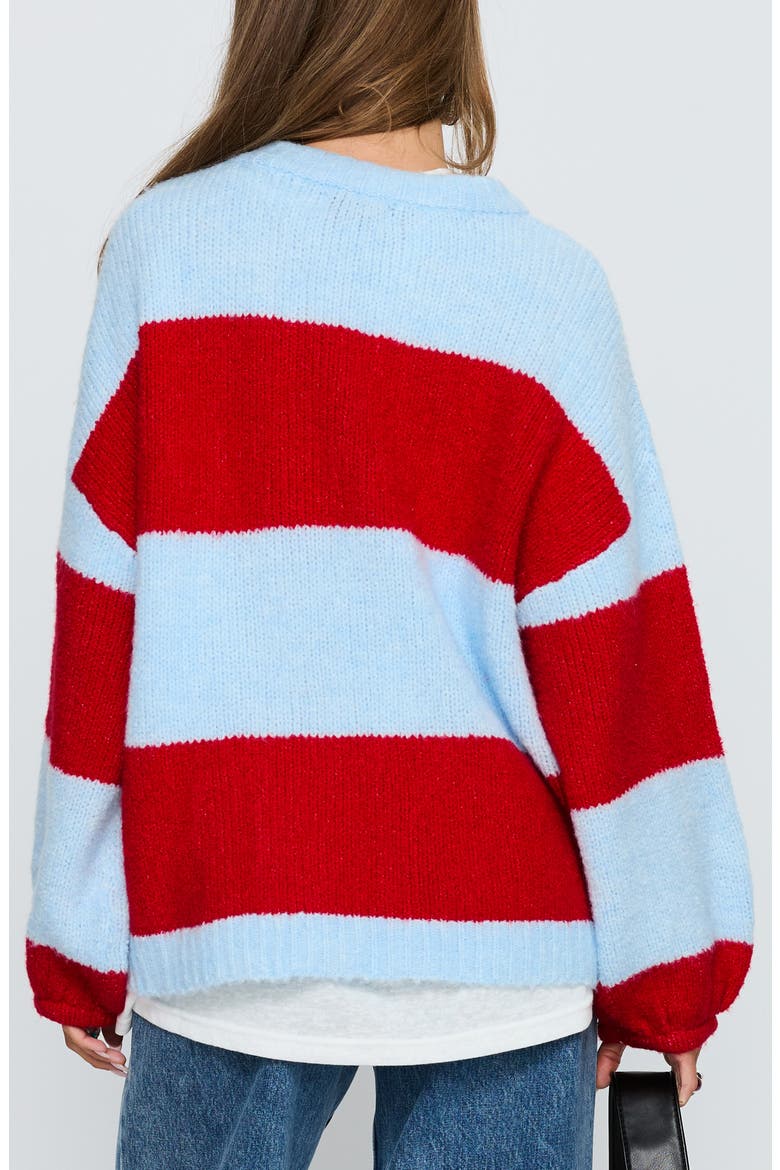 Bastien Stripe Oversize Sweater, Alternate, color, BLUE / RED