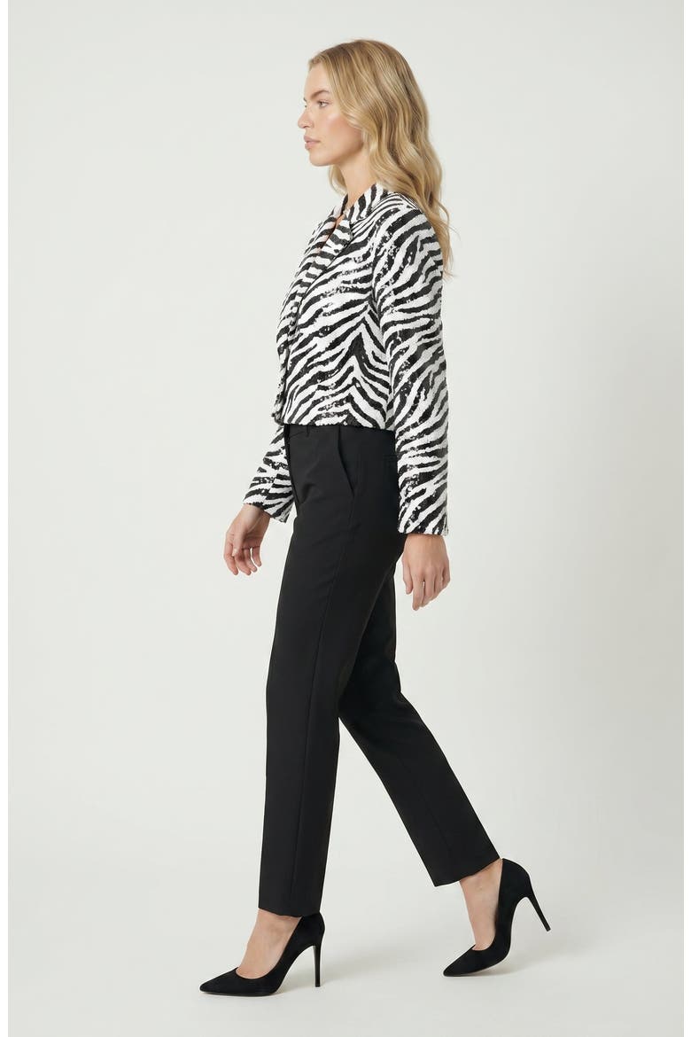 Cropped Leopard Print Sequin Blazer, Alternate, color, White