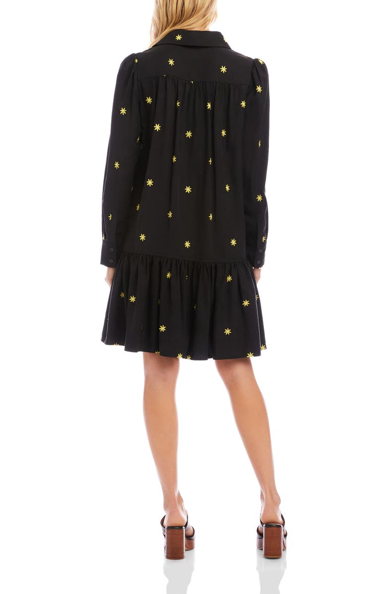 Karen Kane Embroidered Ruffle Hem Dress, Alternate, color, Black
