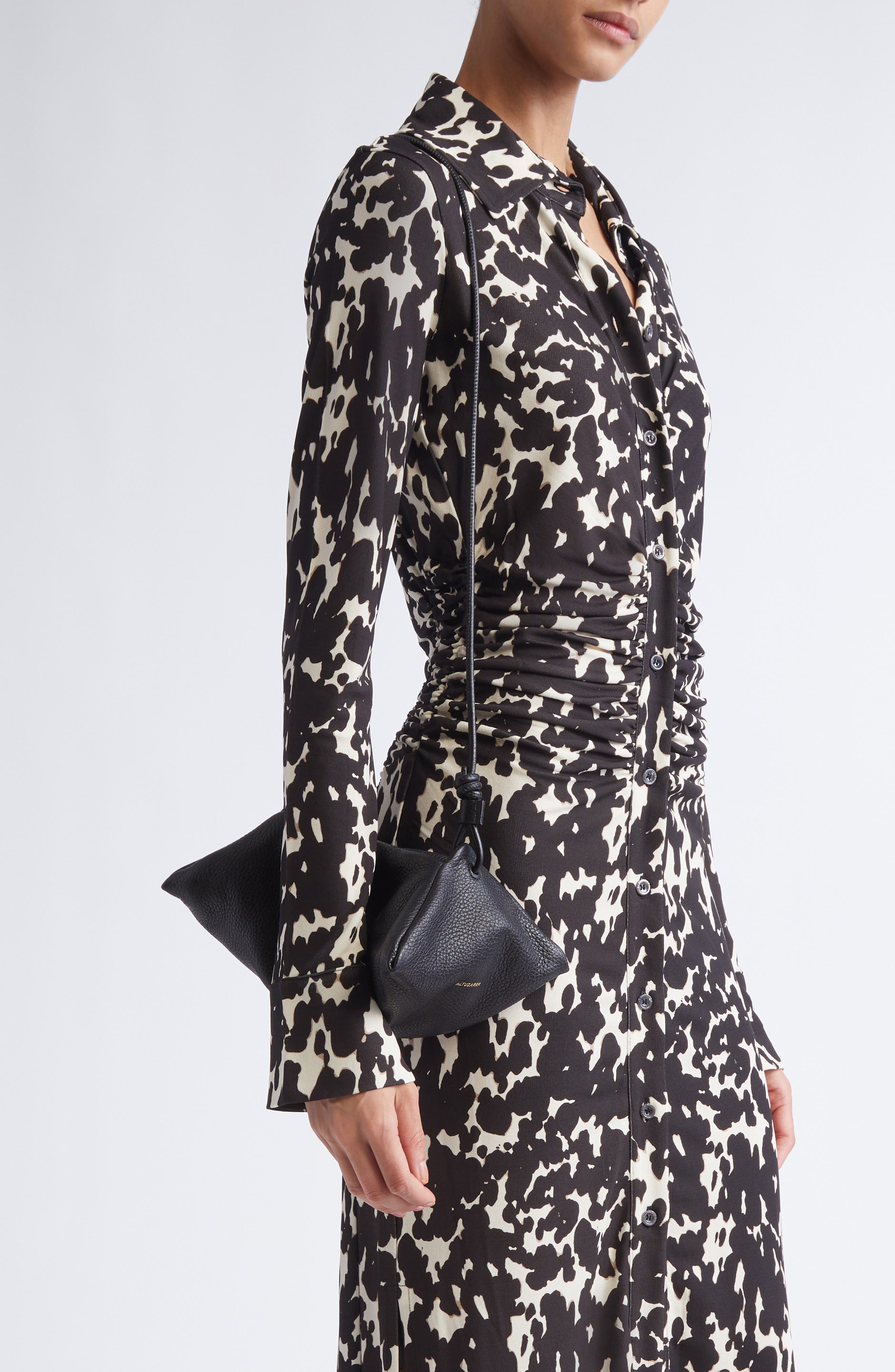 Altuzarra Mini Origami Leather Crossbody Bag, Alternate, color, Black