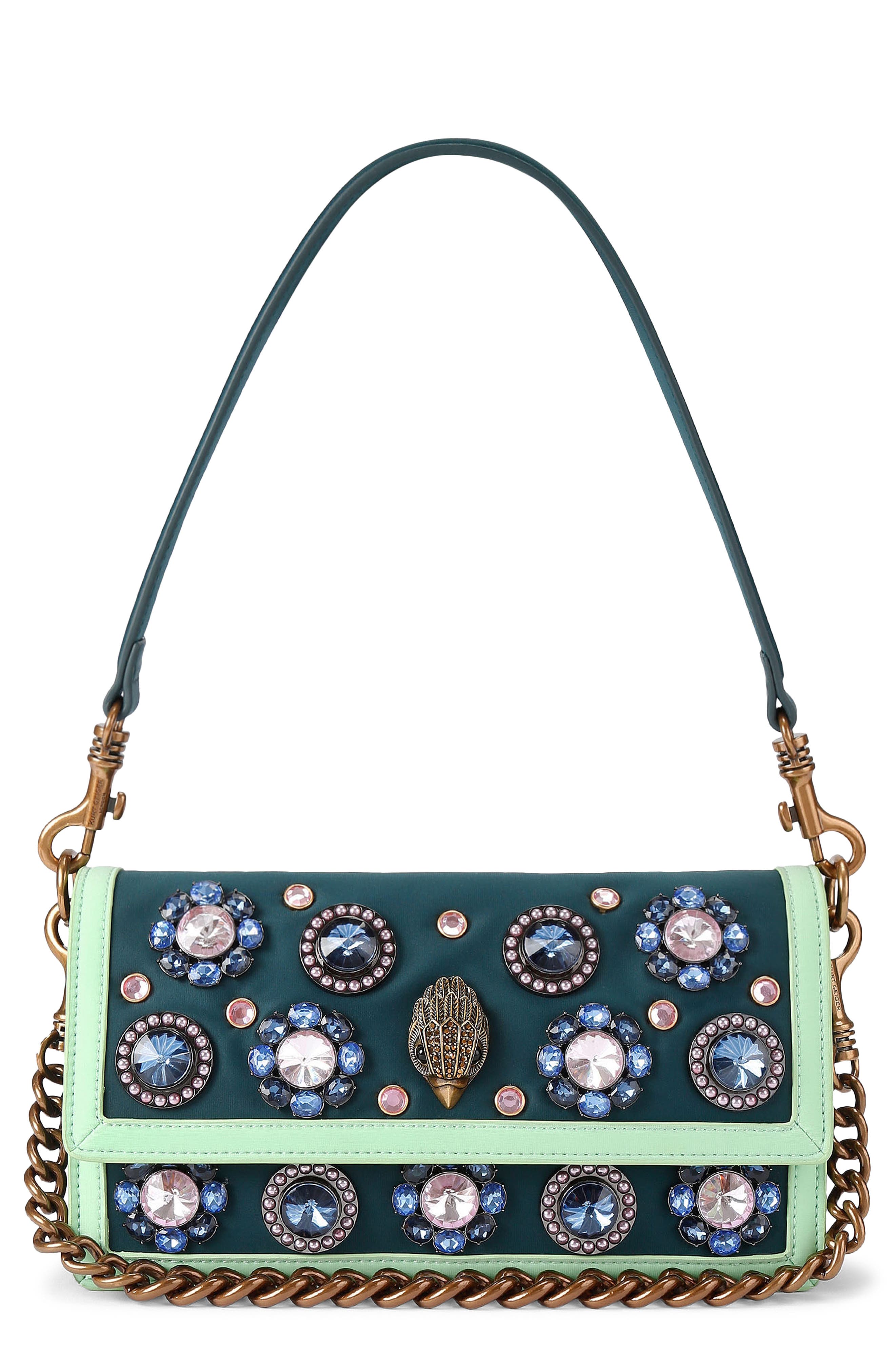 Kurt Geiger London Sloane Soft Gems Shoulder Bag, Main, color, Dark Green