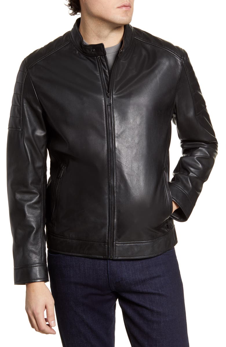 Cole Haan Racer Leather Jacket, Alternate, color, 