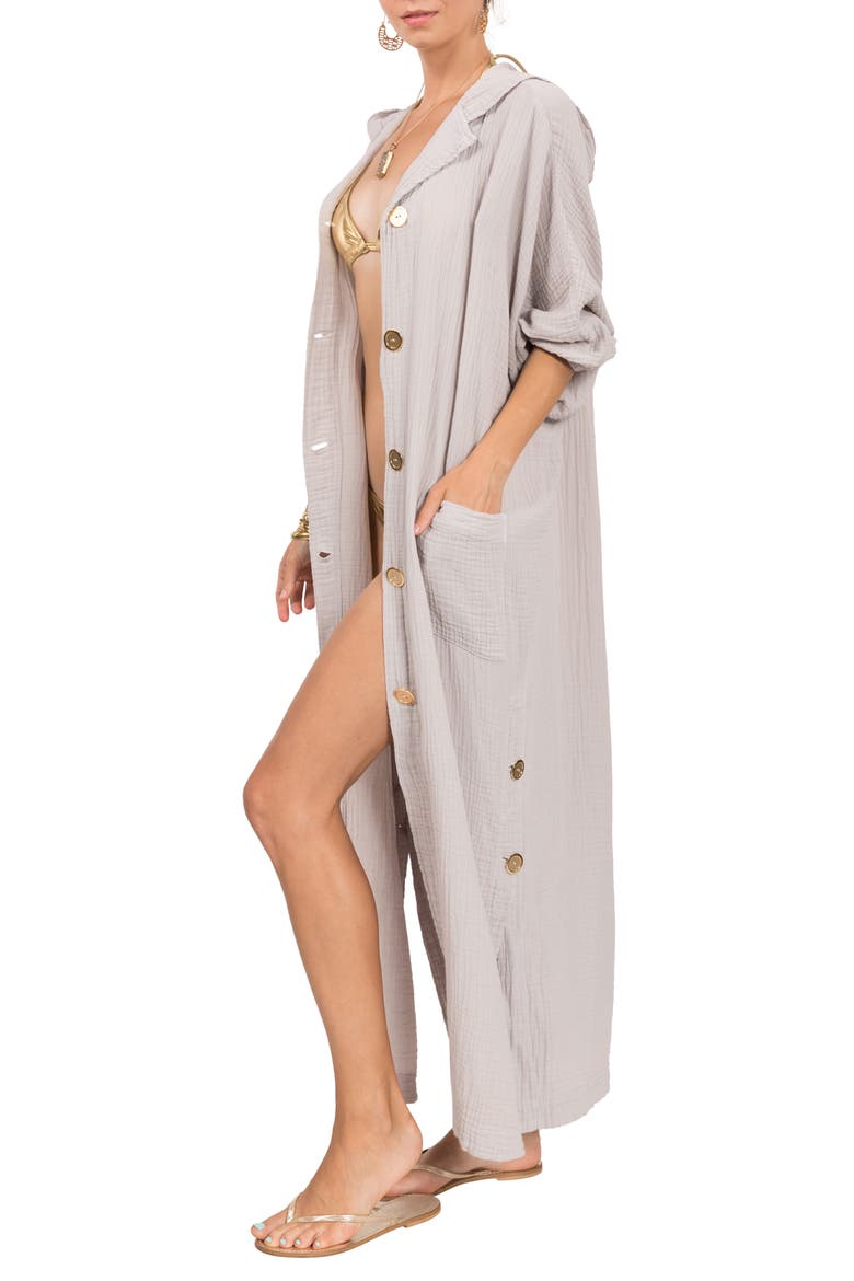 Jade Button-Up Robe, Alternate, color, GREY