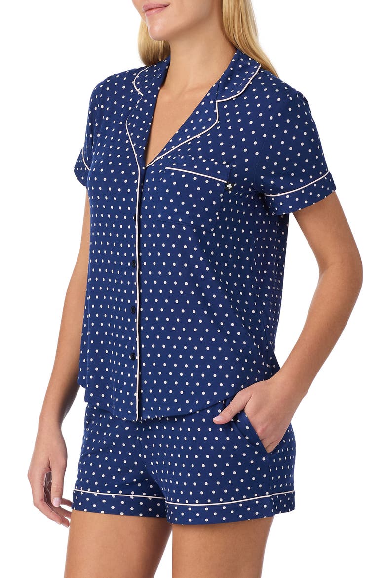 print short pajamas, Alternate, color, NAVY DOT