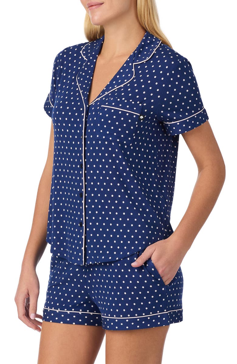 Kate Spade New York print short pajamas, Alternate, color, Navy Dot