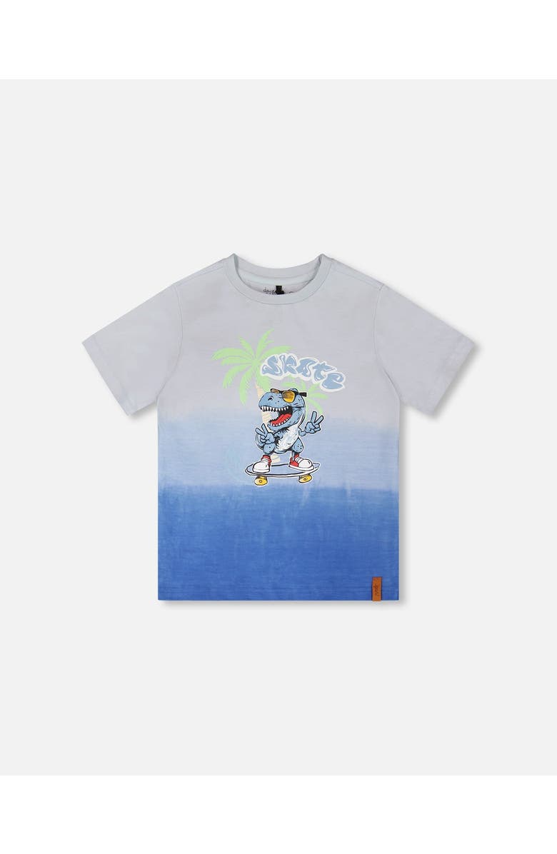 Deux par Deux Organic Cotton Jersey T-Shirt with Gradient, Main, color, Gradient Pale Blue