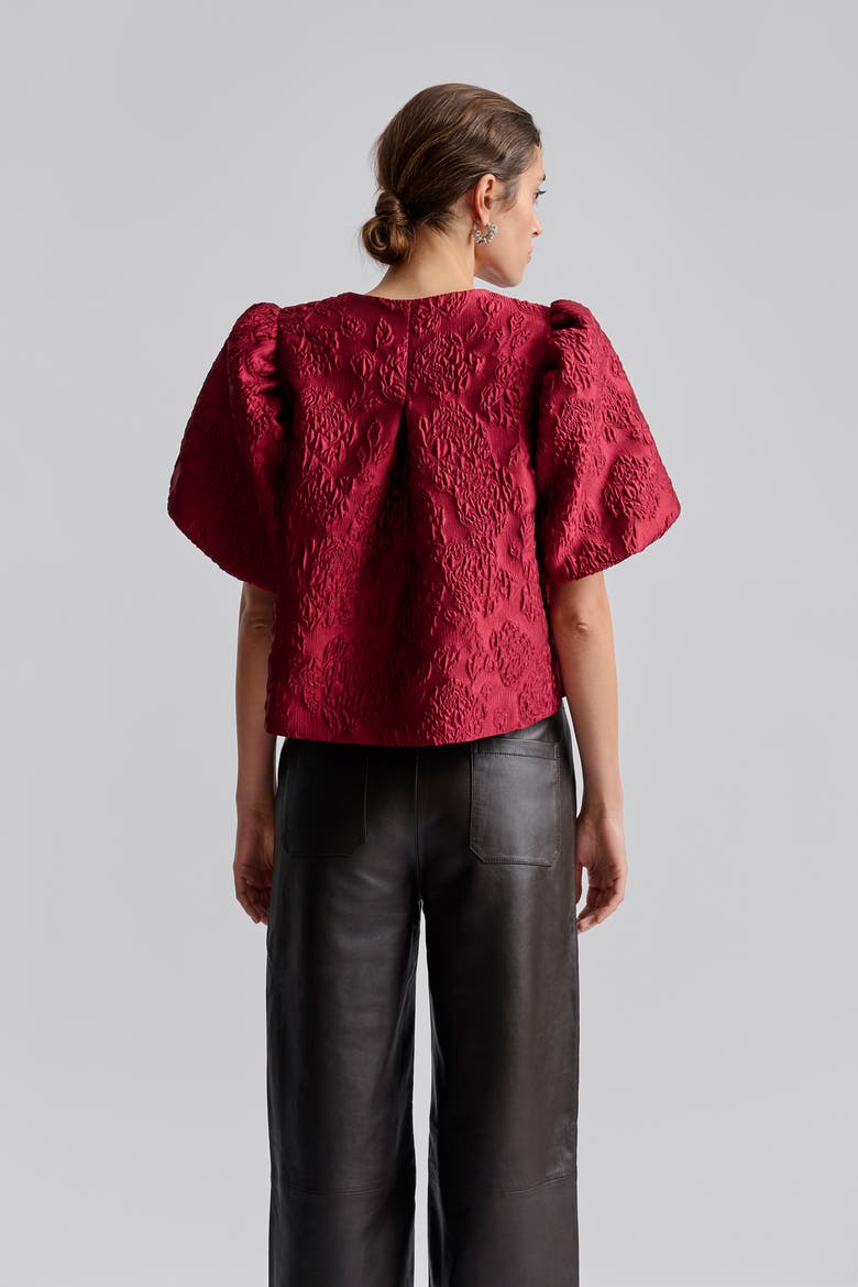 Cleo Pouf Balloon Sleeve Blouse, Alternate, color, Deep Red