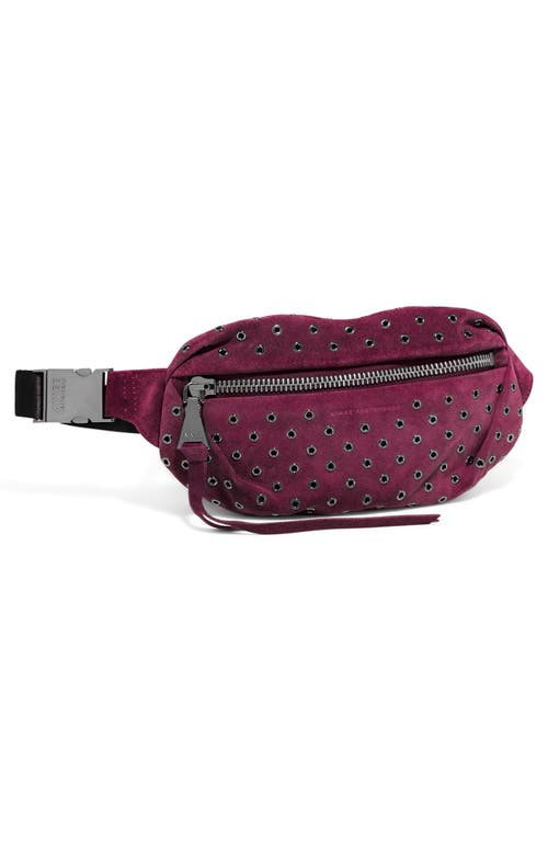 Aimee Kestenberg Milan Embellished Leather Belt Bag In Berry W/eyelets
