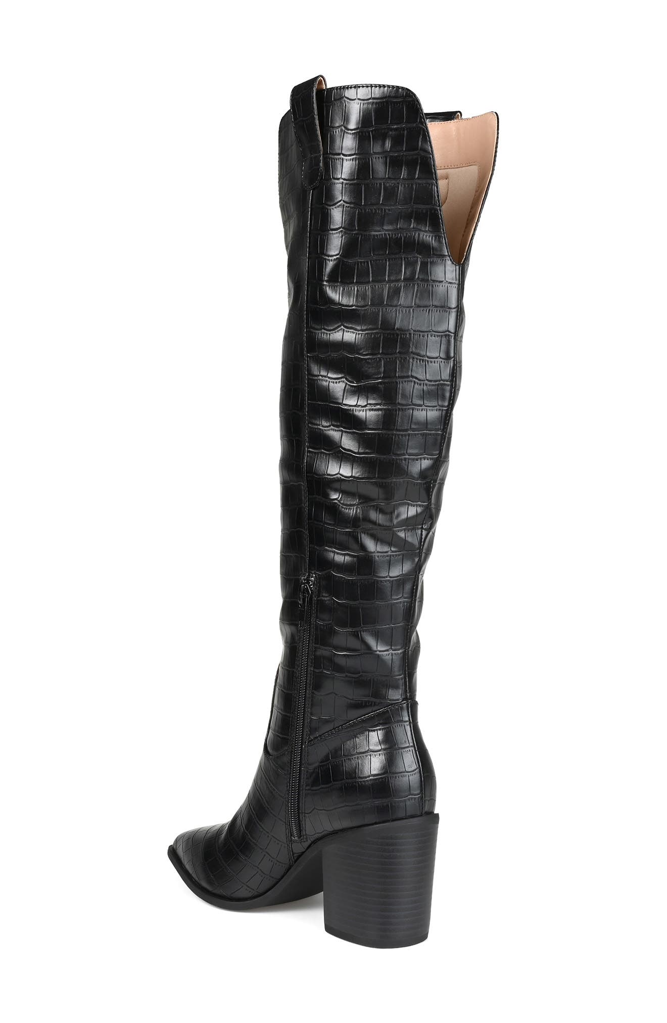 Journee Collection Therese Tall Croc Embossed Western Boot - Wide Calf, Alternate, color, 