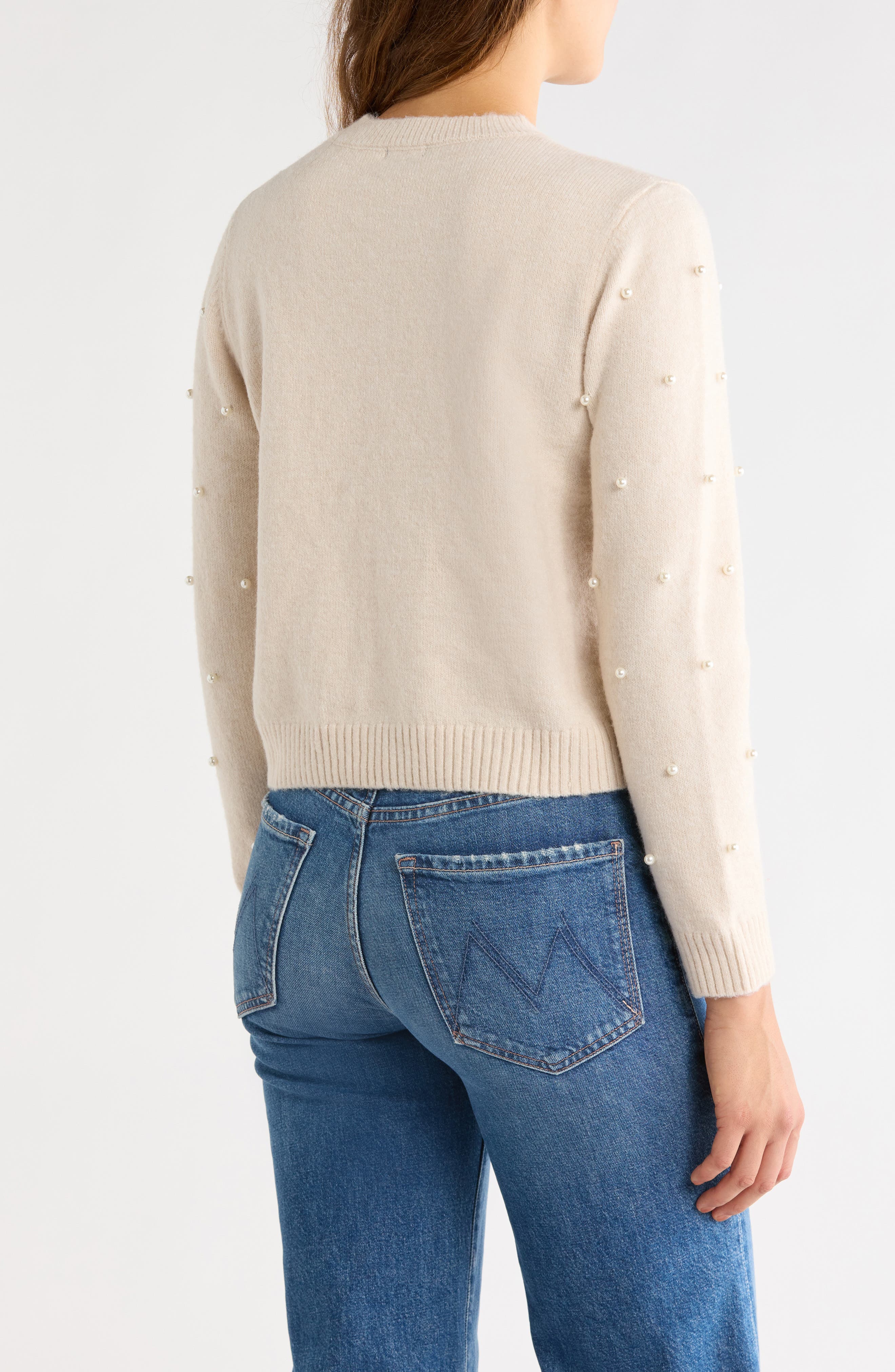 Imitation Pearl Crewneck Sweater