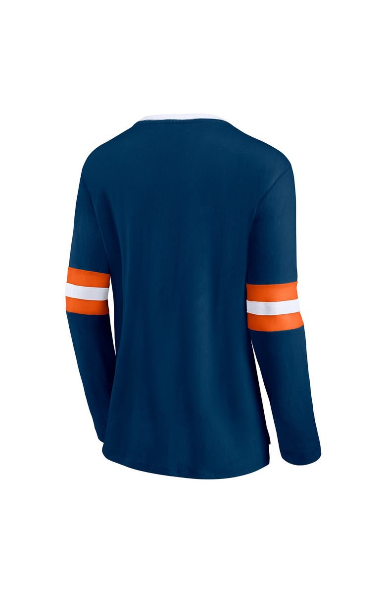 FANATICS Women's Fanatics Branded Navy Chicago Bears Block Party Team Script Lace-Up Long Sleeve T-Shirt, Alternate, color, 