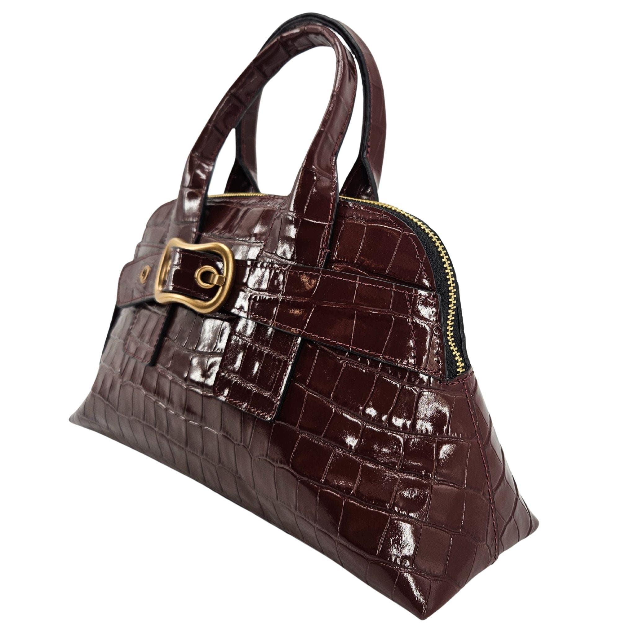 Madison Maison Moc Croc Leather Mini Tote Bag, Alternate, color, Mid Brown