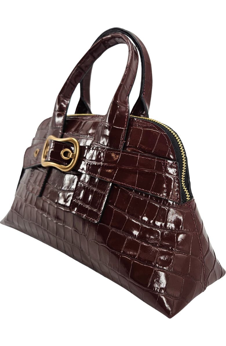 Madison Maison Moc Croc Leather Mini Tote Bag, Alternate, color, Mid Brown