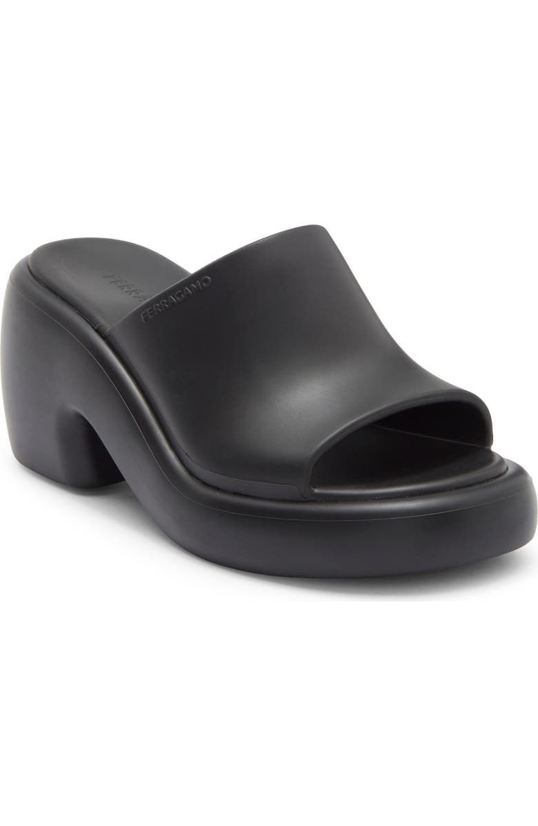 FERRAGAMO Deva Platform Slide Sandal, Main, color, Black