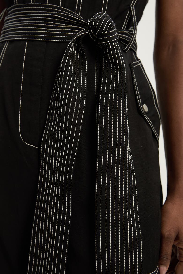 Premium Linen Woven Jumpsuit, Alternate, color, Black