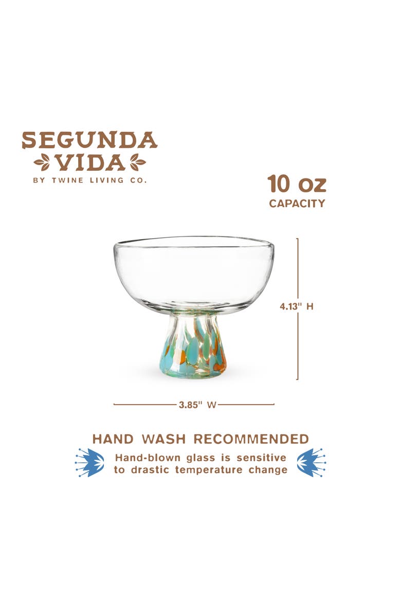 TWINE Segunda Vida Viajar Margarita Glasses Set of 2, Alternate, color, Clear