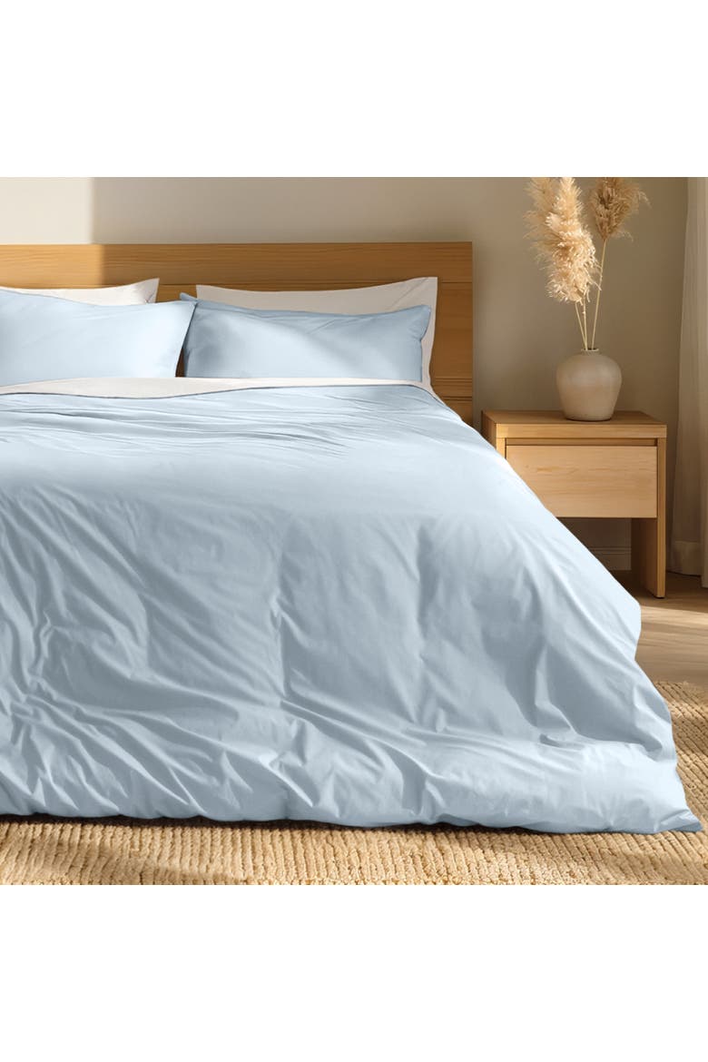 100% Organic Cotton Percale Duvet Cover and Sham Set, Alternate, color, Winter Blue