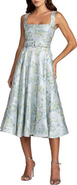 Mac Duggal Sleeveless Belted A-Line Midi Dress