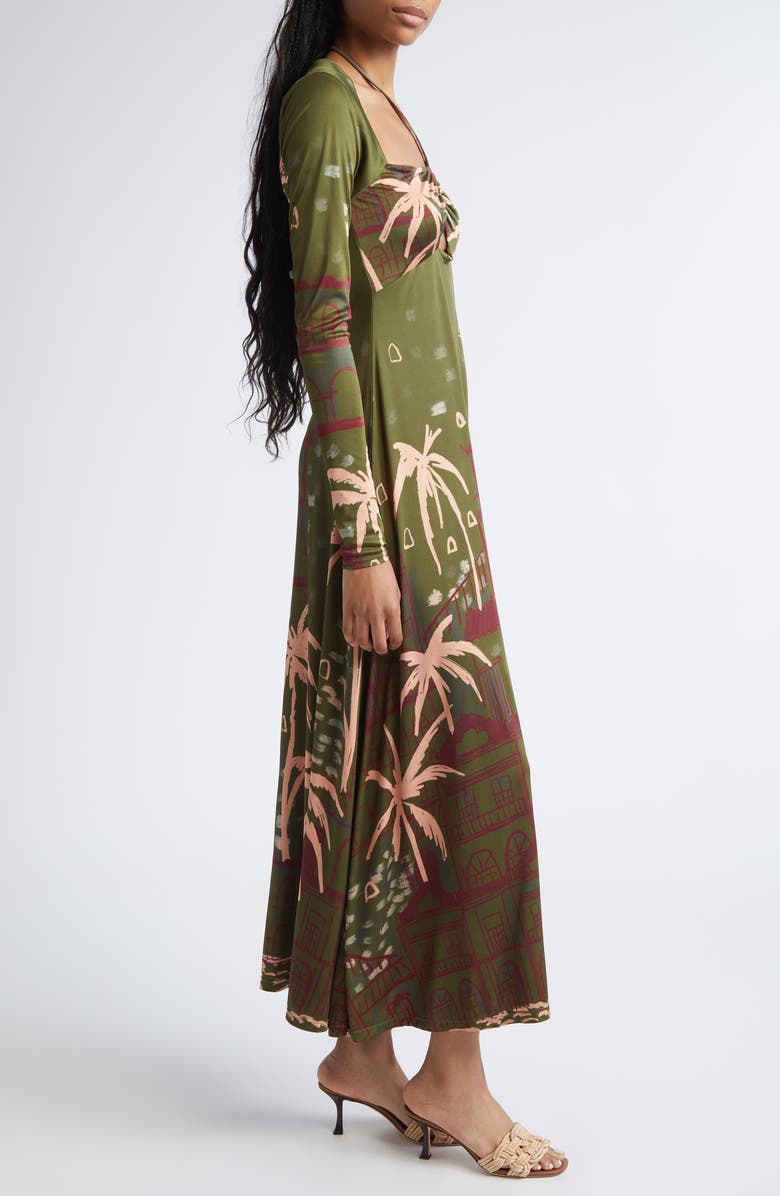 Johanna Ortiz Eternal Tropical Print Long Sleeve Jersey Dress, Alternate, color, Green