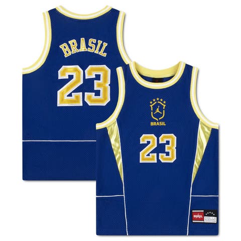 Youth Jordan Brand Royal Brazil National Team Mesh Basketball Fashion Jersey