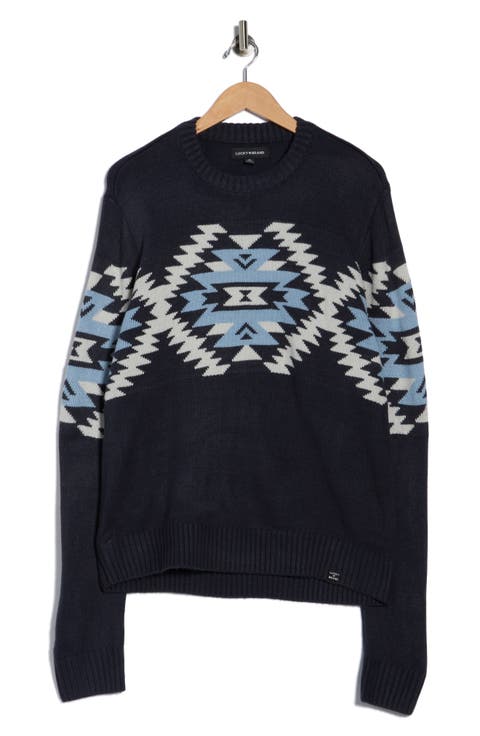 Geometric Jacquard Crewneck Sweater