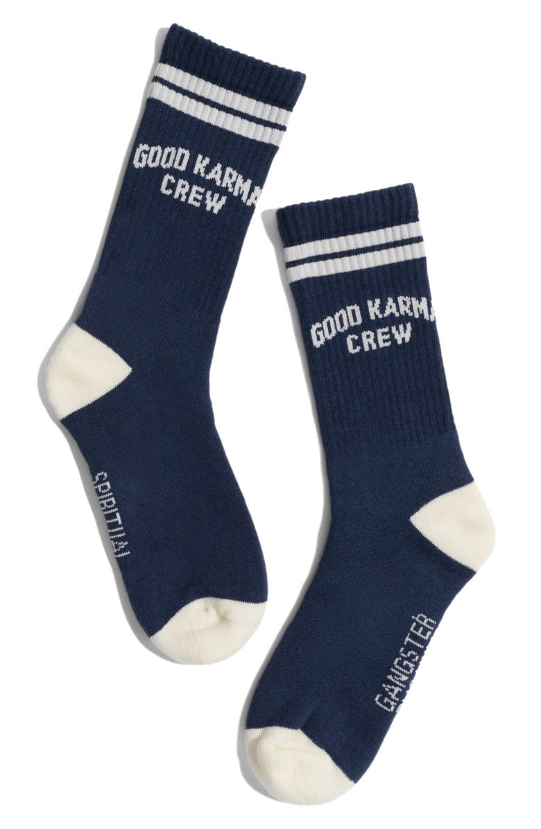 Spiritual Gangster Karma Club Crew Socks, Alternate, color, Indigo