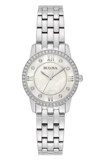 Bulova Crystal Bracelet Watch & Bracelet Gift Set, 27mm In Metallic