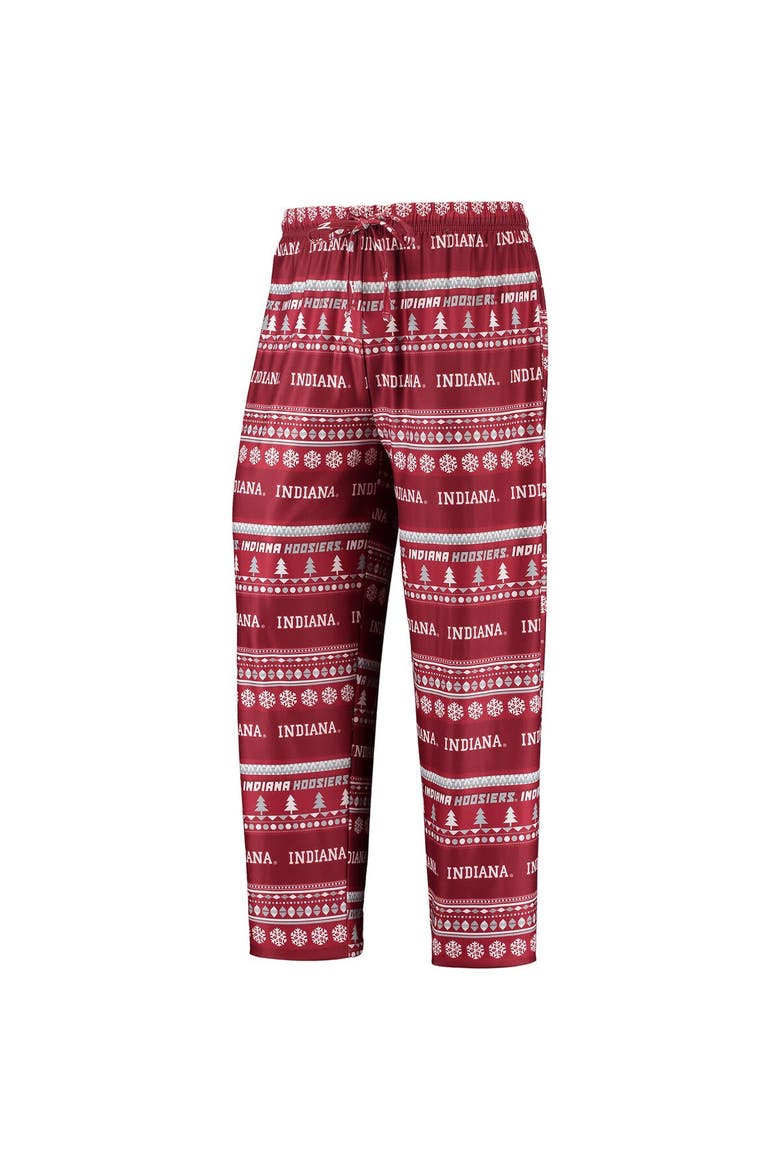 Men's Concepts Sport Crimson Indiana Hoosiers Ugly Sweater Long Sleeve T-Shirt and Pants Sleep Set, Alternate, color, Crimson