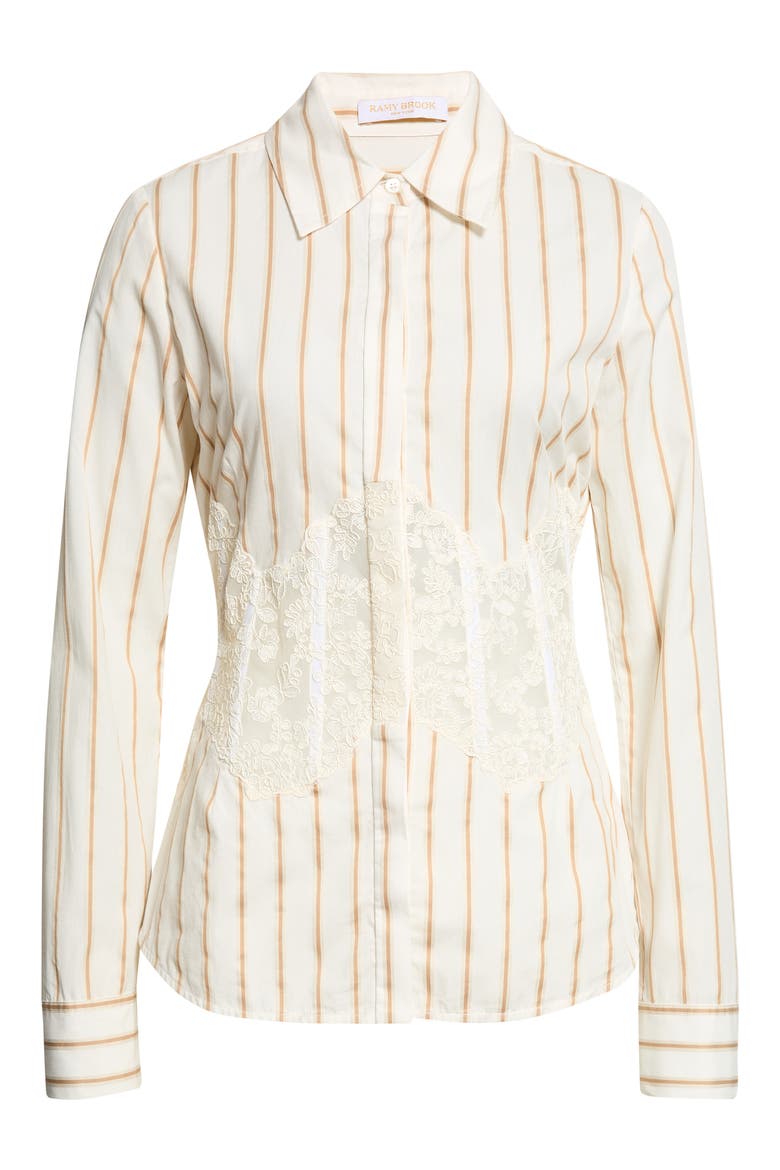 Alana Lace Inset Striped Shirt, Alternate, color, WHITE STRIPE