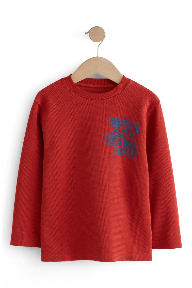 Kids' Monster Truck Textured Jersey Graphic T-Shirt, Main, color, RED