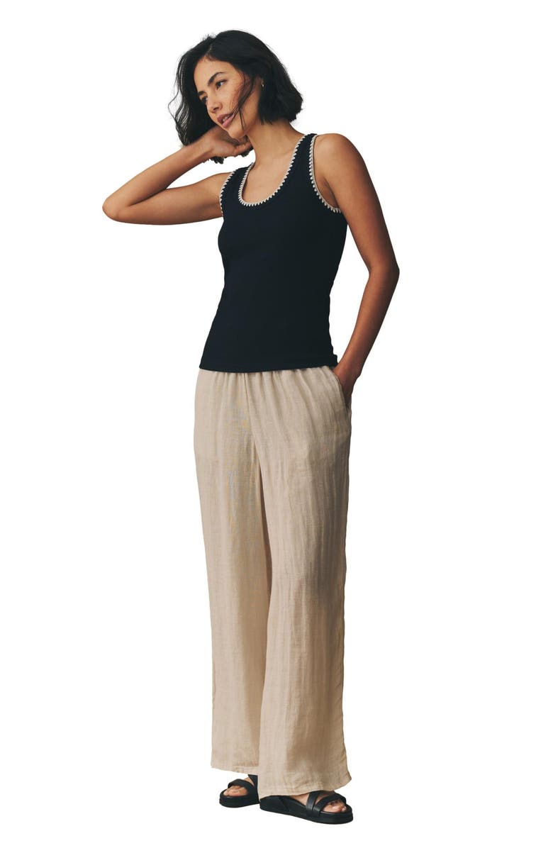 NEXT Monochrome Embroidered Cotton Rib Tank, Alternate, color, Black