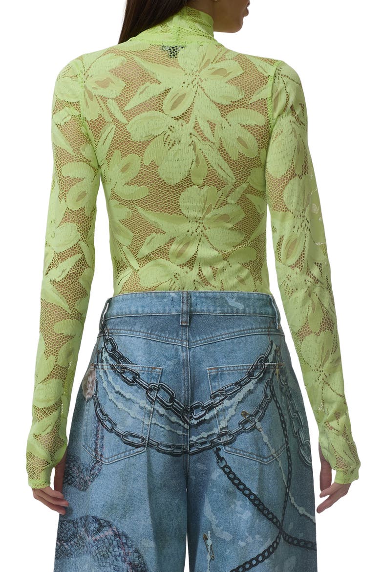 Zadie Turtleneck Sheer Lace Top, Alternate, color, LIME ESSENCE
