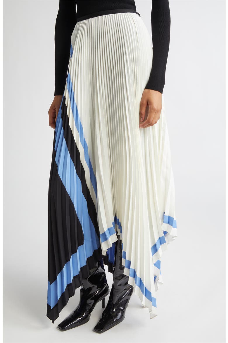 Emilia Abstract Print Pleated Asymmetric Skirt, Alternate, color, WHITE MULTI