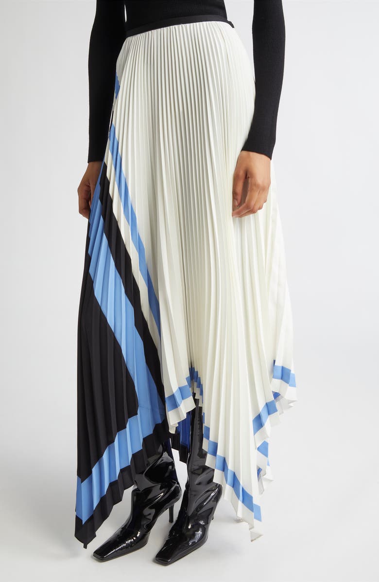 Proenza Schouler Emilia Abstract Print Pleated Asymmetric Skirt, Alternate, color, White Multi