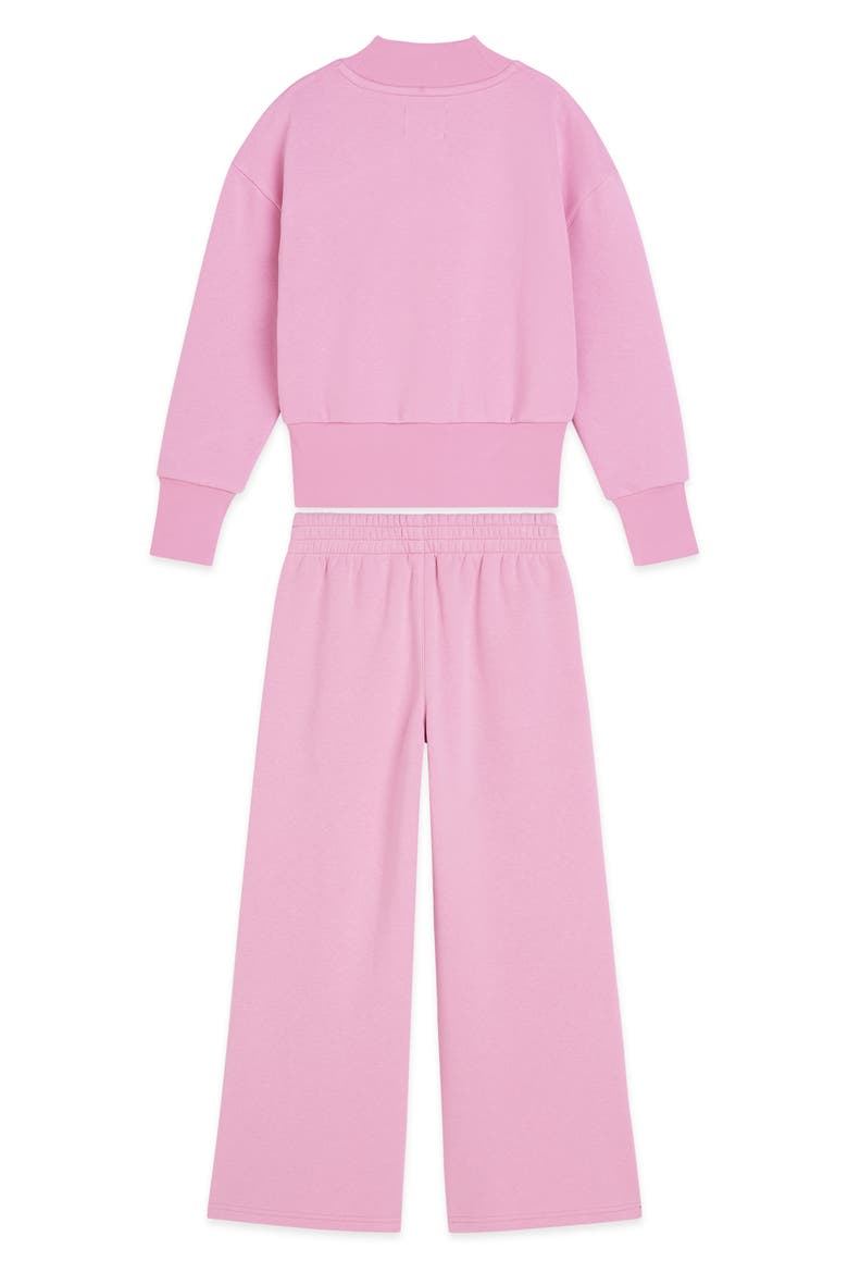 Kids' Embroidered Butterfly Fleece Sweatshirt & Pants Set, Alternate, color, PASTEL LAVENDER
