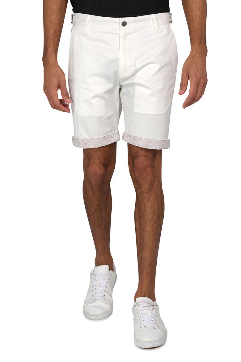 Slim Fit Solid Flat Front Shorts, Main, color, WHITE