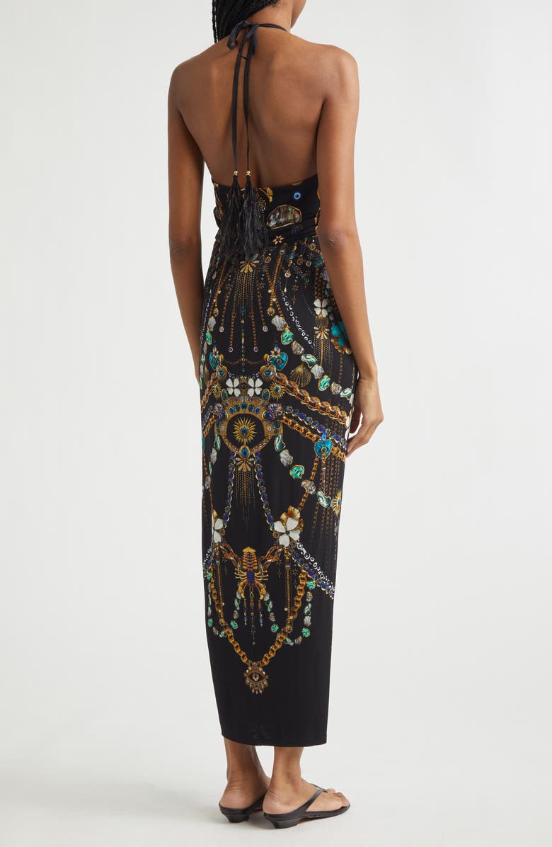 Camilla Amulets & Alchemy Print Gathered Jersey Halter Neck Dress, Alternate, color, Amulets And Alchemy