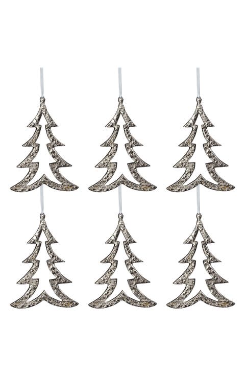 Set of 6 Cast Aluminum Christmas Tree Ornaments