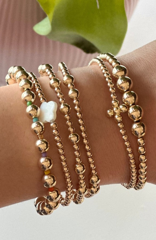 Little Sky Stone Alternating 3mm 5mm Bead Bracelet In Gold