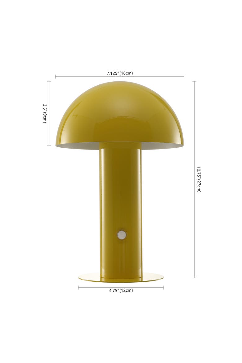 Boletus Contemporary Bohemian Rechargeable/Cordless Iron Integrated Portable LED Mushroom Table Lamp, Alternate, color, Yellow