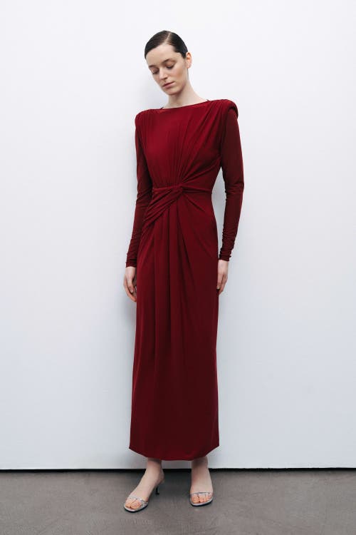 Nocturne Maxi Dress With Twirl Detail In Burgundy